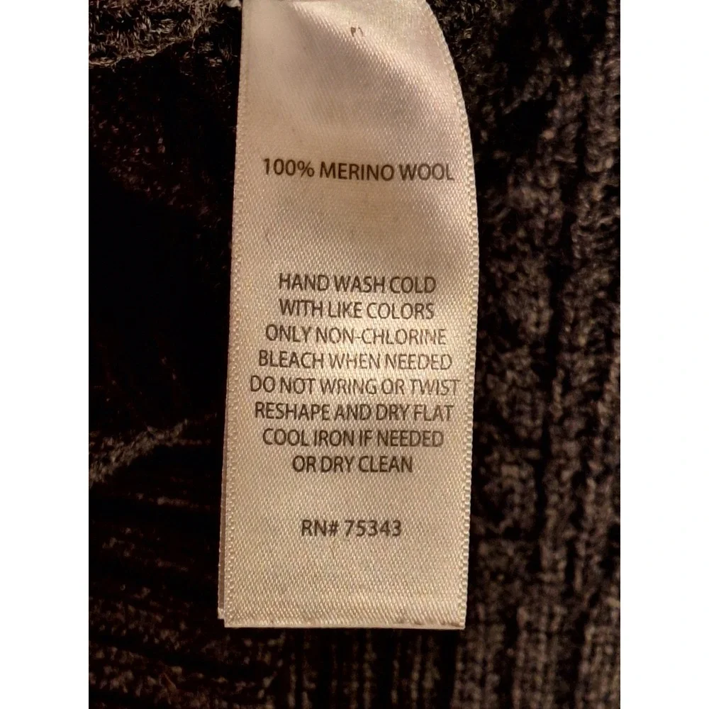 Tahari Womens Charcoal Gray 100% Merino Wool Open Front Cardigan Sweater Large - Picture 5 of 12